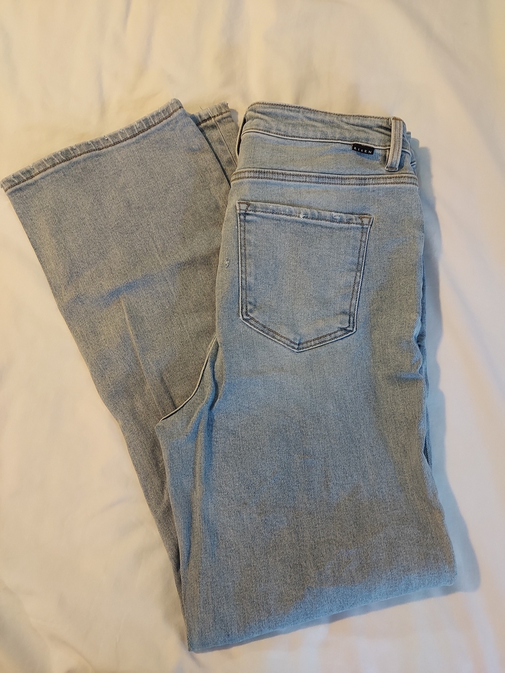 Risen Jeans High Rise Front Seam Wide Leg Blue Denim Pants Light Wash 15 - Picture 10 of 10